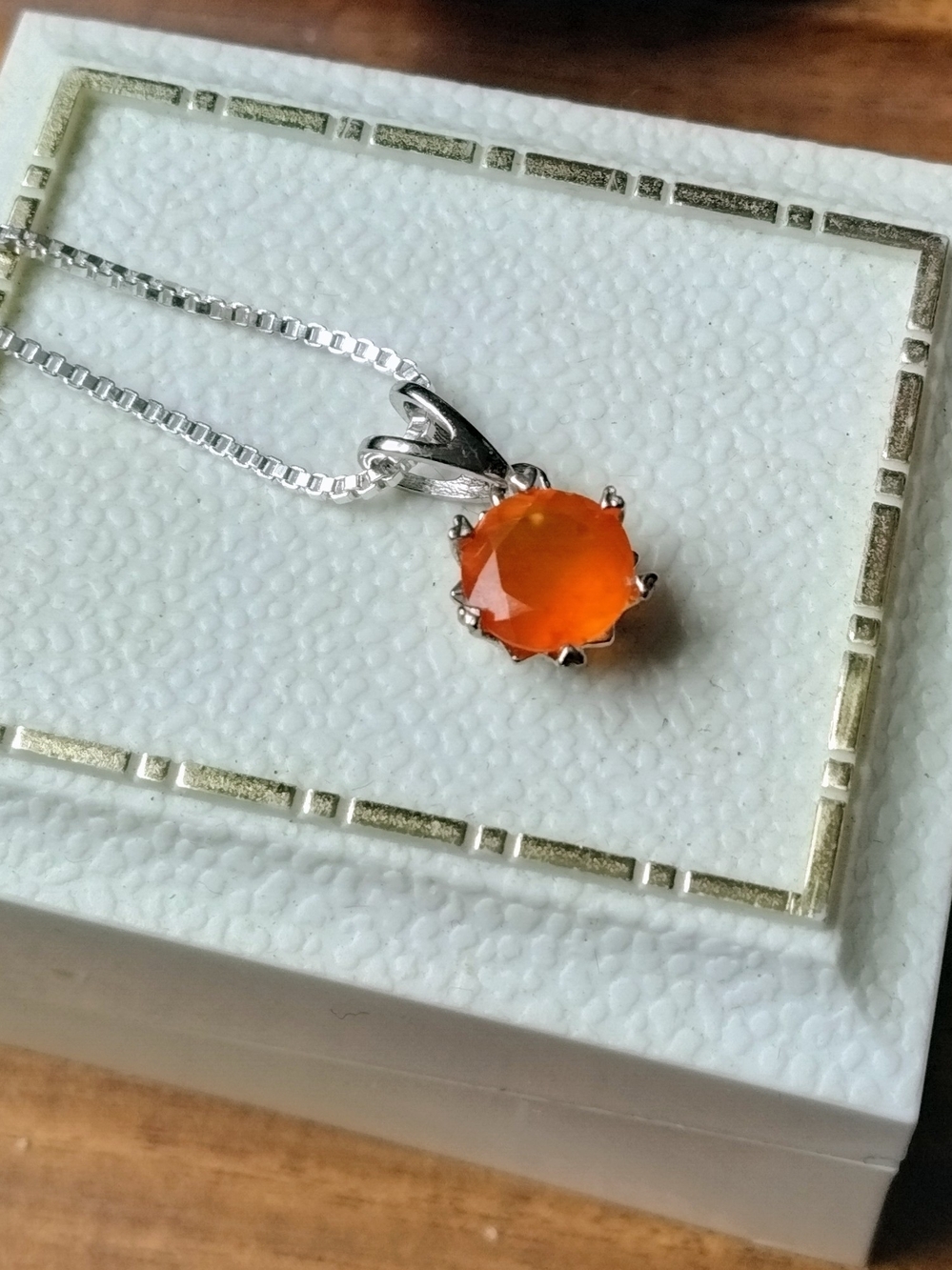 Orange Carnelian Solitaire Pendant Necklace